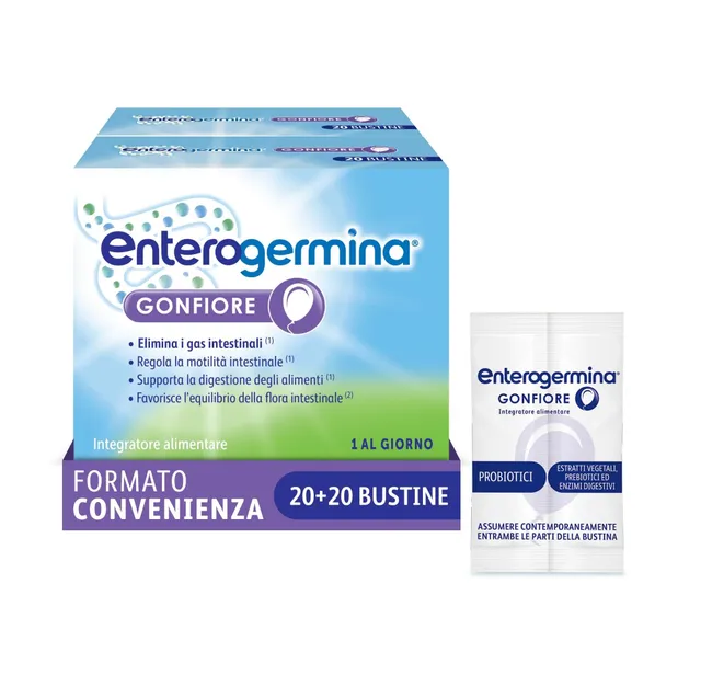 enterogermina-gonfiore-fermenti-lattici-probiotici-e-prebiotici-40-bustine image 1